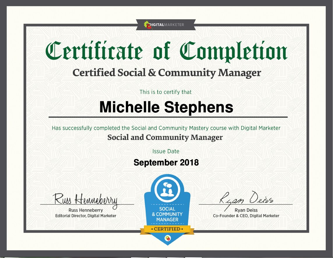 Michelle Stephens is a Certified Social & Community Manager